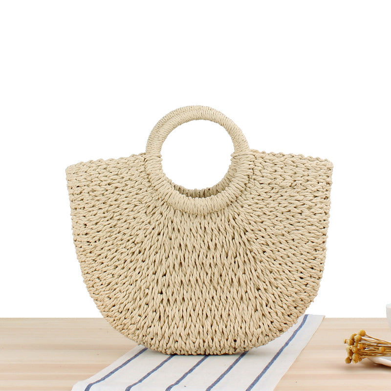 Round Straw Bags Women Summer Rattan Bag Handmade Woven Beach Cross Body Bag