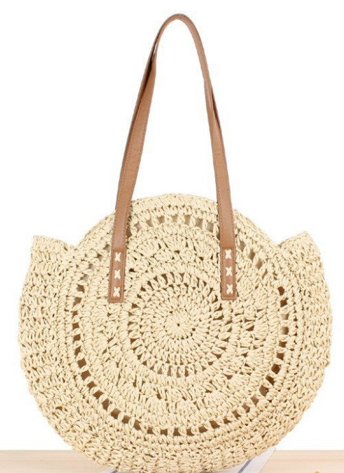 Round Straw Bags Women Summer Rattan Bag Handmade Woven Beach Cross Body Bag