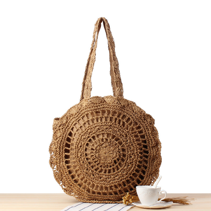 Round Straw Bags Women Summer Rattan Bag Handmade Woven Beach Cross Body Bag