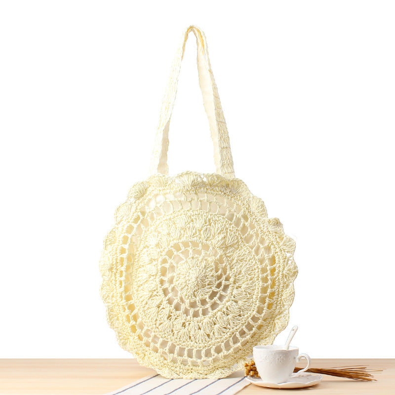 Round Straw Bags Women Summer Rattan Bag Handmade Woven Beach Cross Body Bag