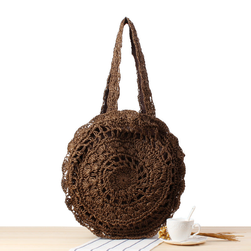 Round Straw Bags Women Summer Rattan Bag Handmade Woven Beach Cross Body Bag