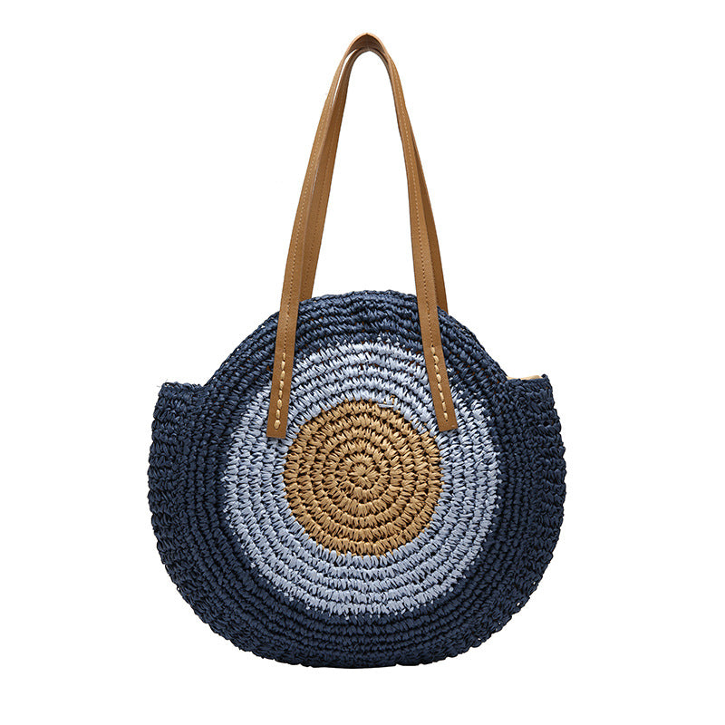 Round Straw Bags Women Summer Rattan Bag Handmade Woven Beach Cross Body Bag