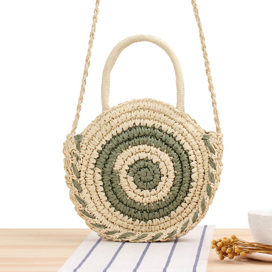 Round Straw Bags Women Summer Rattan Bag Handmade Woven Beach Cross Body Bag