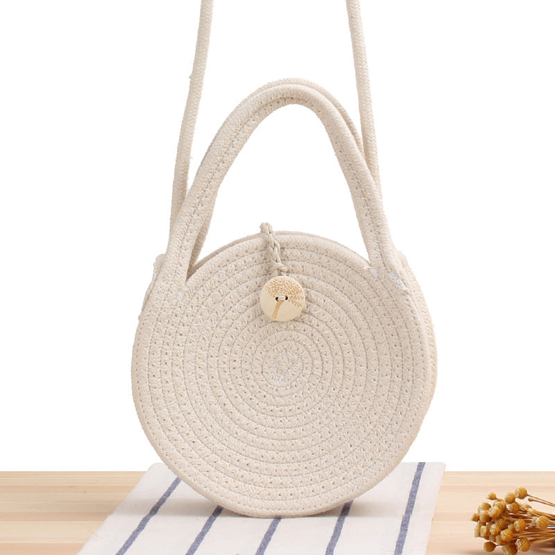 Round Straw Bags Women Summer Rattan Bag Handmade Woven Beach Cross Body Bag