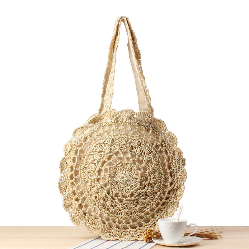 Round Straw Bags Women Summer Rattan Bag Handmade Woven Beach Cross Body Bag