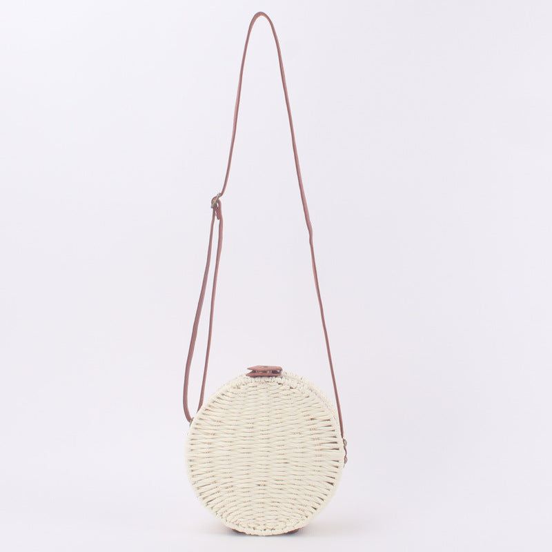 Round Straw Bags Women Summer Rattan Bag Handmade Woven Beach Cross Body Bag