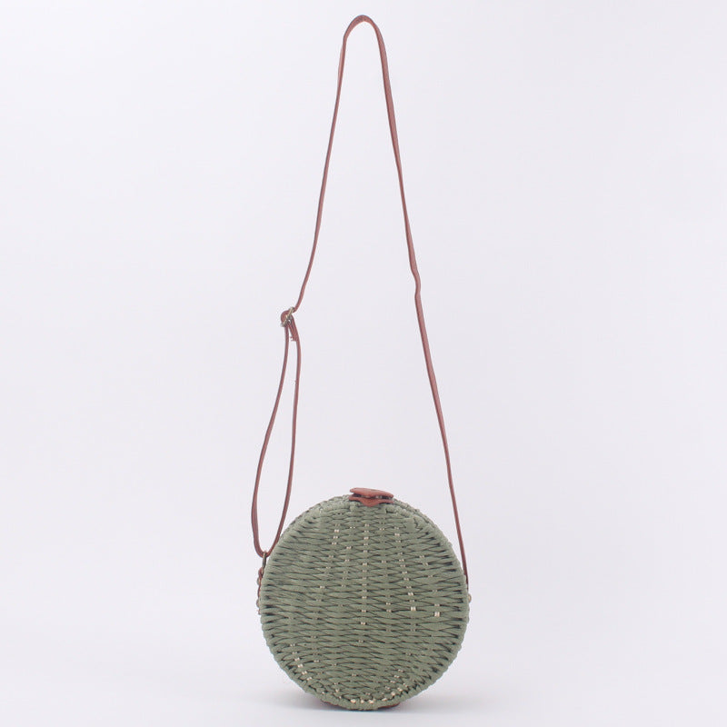 Round Straw Bags Women Summer Rattan Bag Handmade Woven Beach Cross Body Bag