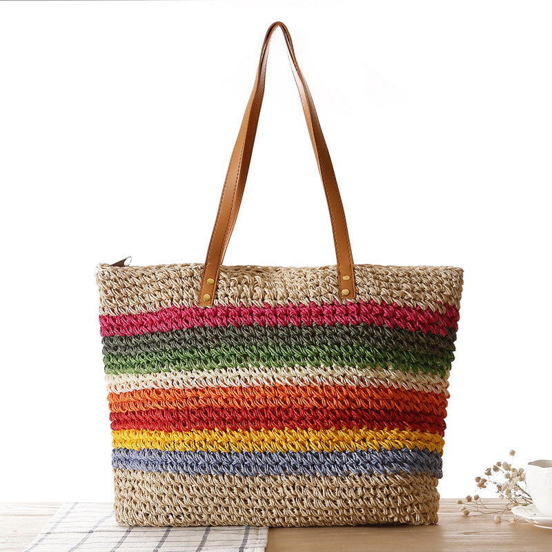 Round Straw Bags Women Summer Rattan Bag Handmade Woven Beach Cross Body Bag