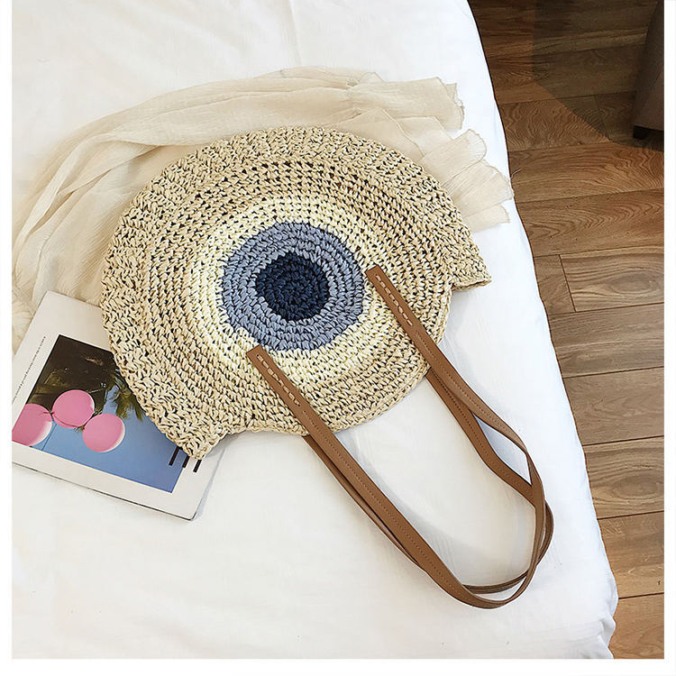 Round Straw Bags Women Summer Rattan Bag Handmade Woven Beach Cross Body Bag