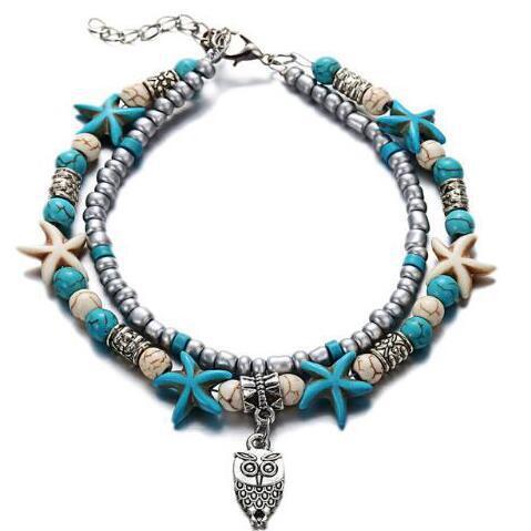 Simplicity Anklets Green Blue Color Star Fish Anklet Women Beach Foot Jewelry Leg Chain Ankle Bracelets Foot Accessory